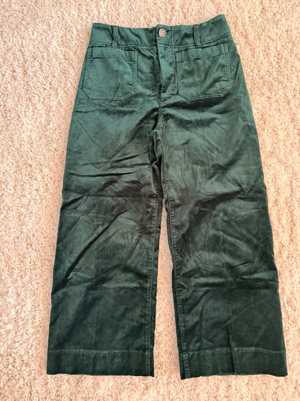 Anthropologie Maeve Colette cropped green velvet pant 29 - Picture 2 of 3
